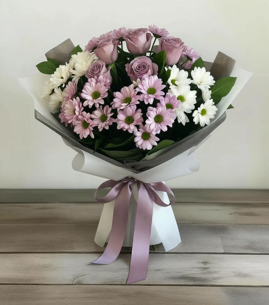 Букет цветов из: Хризантемы и Розы в Немчиново