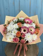 Букет цветов из:  Розы, Герберы и Хризантемы в Немчиново