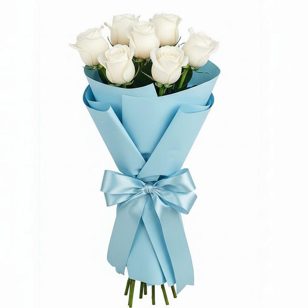 Букет 7 белых роз Проуд в Немчиново