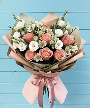 Букет цветов из:  Розы, Альстромерии и Лизиантусы в Немчиново