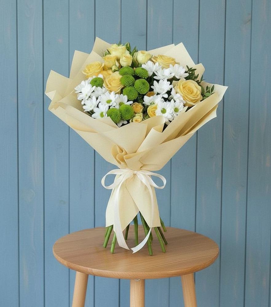 Букет цветов из: Хризантемы и Розы в Немчиново