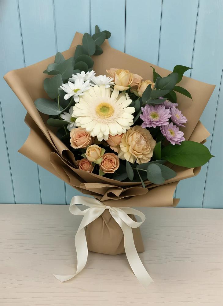 Букет цветов из: Герберы и Хризантемы в Немчиново
