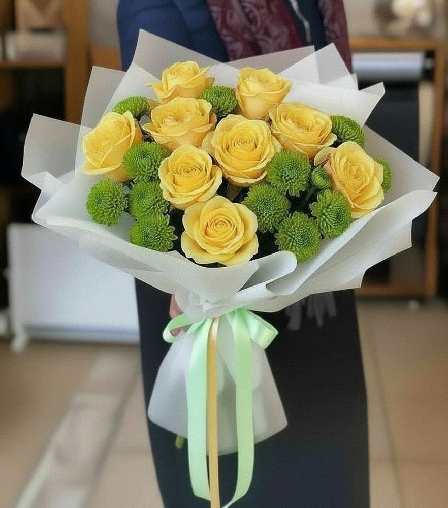 Букет цветов из: Хризантемы и Розы в Немчиново