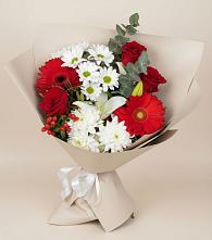 Букет цветов из:  Розы, Хризантемы, Герберы и Лилии в Немчиново