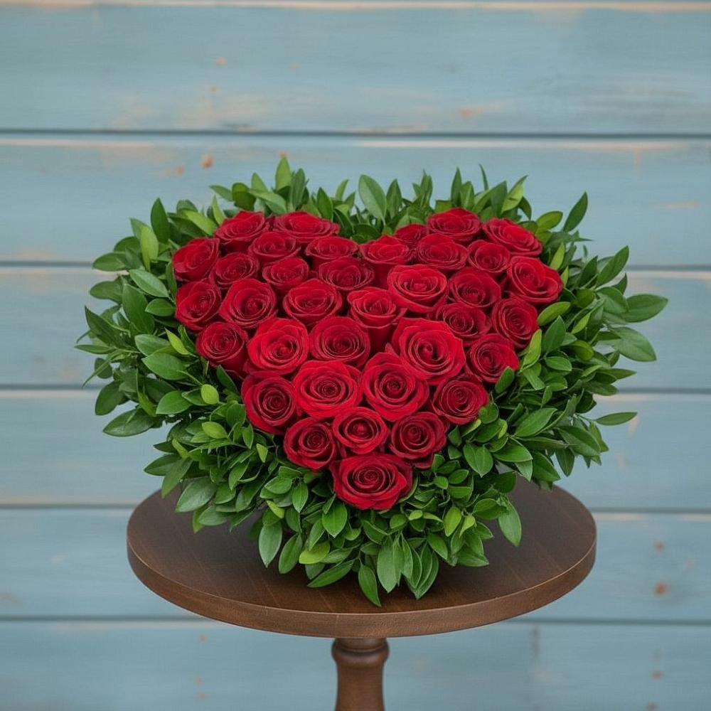 Цветочная композиция из Розы в виде сердца в Немчиново