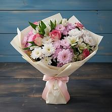 Букет цветов из:  Хризантемы, Альстромерии и Розы в Немчиново