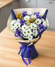 Букет цветов из:  Розы, Ирисы и Хризантемы #REPLACE_PRED# Немчиново