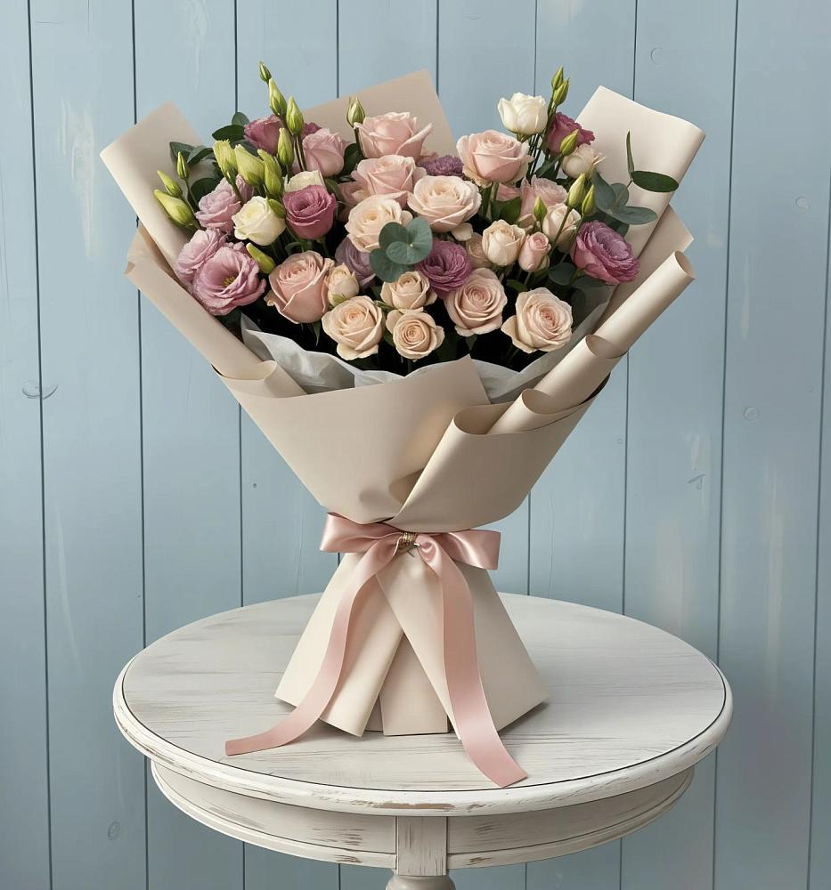 Букет цветов из: Розы и Лизиантусы в Немчиново