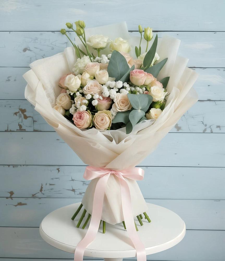 Букет цветов из: Розы и Лизиантусы в Немчиново