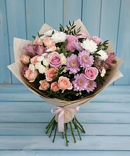 Букет цветов из:  Хризантемы, Розы и Альстромерии в Немчиново