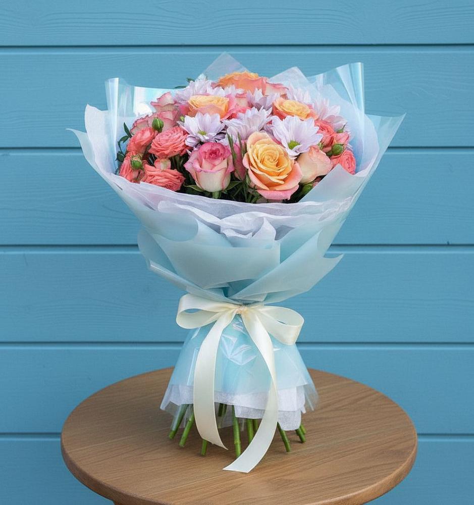 Букет цветов из: Хризантемы и Розы в Немчиново