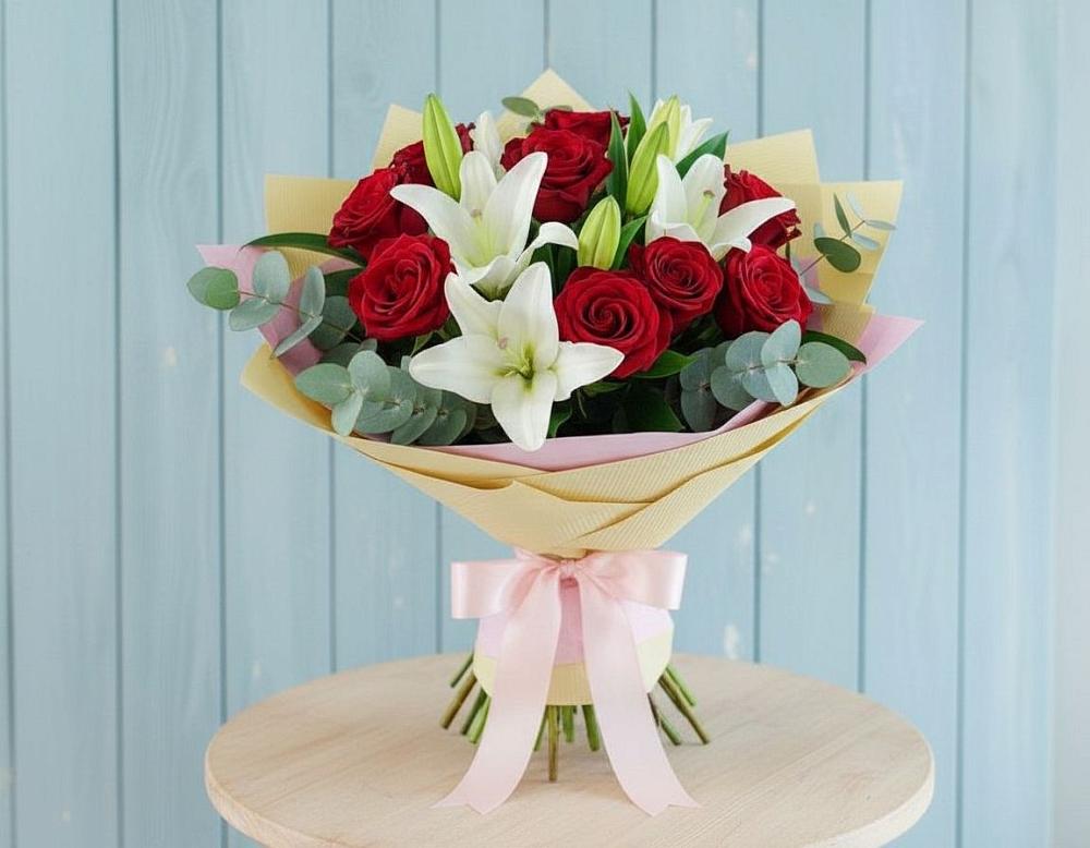 Букет цветов из: Лилии и Розы в Немчиново